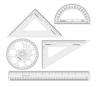 Liquidraw Ensemble de géométrie - 5 pièces | 2 x règles triangulaires carrées, rapporteur semi-cercle, rapporteur circulaire, règle de 30,5 cm | Qualité professionnelle | Fournitures de travail ou