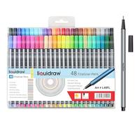 Liquidraw Lot de 48 stylos à pointe fine multicolore de 0,4 mm | Couleurs vives assorties, design innovant, pour l'école, le travail et le bureau, rangement facile, portefeuille transparent