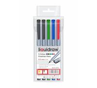 Liquidraw Lot de 5 stylos à pointe fine de 0,5 mm pour l'école, le bureau, les artistes, les architectes, le dessin technique, l'écriture, la calligraphie et l'esquisse