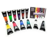 Liquitex 3699391 Ensemble de peintures acryliques Basics – 12 couleurs en tubes de 118 ml, peinture acrylique de qualité artistique, résistante à la lumière, viscosité moyenne, finition satinée, idéal