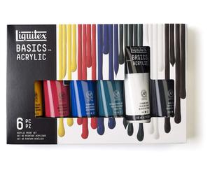 Liquitex 3699420 Ensemble de peintures acryliques Basics – 6 couleurs en tubes de 118 ml, peinture acrylique de haute qualité, résistante à la lumière, finition satinée, polyvalente pour toile, papier