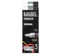 Liquitex 3699481 Marqueurs multisurfaces avec pointes durables et base aqueuse à séchage rapide - couleurs vibrantes - Set Monochromatique (Blanc, Gris et Noir), 3 x 2 mm