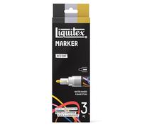Liquitex 3699482 Marqueurs multisurfaces avec pointes durables et base aqueuse à séchage rapide - couleurs vibrantes - Set Touches de Couleur (Noir, Argent et Or), 3 x 2 mm