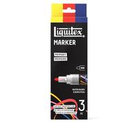 Liquitex 3699483 Marqueurs multisurfaces avec pointes durables et base aqueuse à séchage rapide - couleurs vibrantes - Set Couleurs Primaires (Jaune, Rouge et Bleu Foncé), 3 x 2 mm