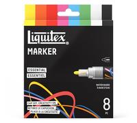 Liquitex 3699484 Marqueurs multisurfaces avec pointes durables et base aqueuse à séchage rapide - couleurs vives sur toile, bois, verre, textiles - Set Couleurs Essentielles, 8 x 2 mm