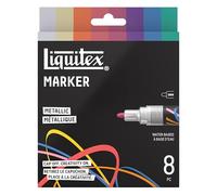 Liquitex 3699487 Marqueurs multisurfaces avec pointes durables et base aqueuse à séchage rapide - couleurs vives sur toile, bois, verre, textiles - Set Couleurs Métalliques, 8 x 2 mm