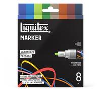 Liquitex 3699488 Marqueurs multisurfaces avec pointes durables et base aqueuse à séchage rapide - couleurs vives sur toile, bois, verre, textiles et bien plus encore - Set Paysages, 8 x 2 mm