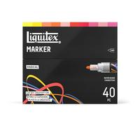 Liquitex 3699490 Marqueurs multisurfaces avec pointes durables et base aqueuse à séchage rapide - couleurs vives sur toile, bois, verre, textiles et bien plus encore - Set Radical, 40 x 2 mm