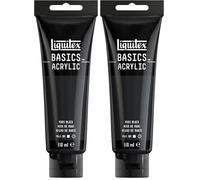 Liquitex 8870022 Basics - Peinture acrylique, peinture artistique monopigmentée, résistante à la lumière, qualité archive, finition satinée, tube de 118 ml - Noir De Mars (Lot de 2)