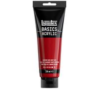 Liquitex 88700223 Basics - Peinture acrylique, peinture artistique monopigmentée, résistante à la lumière, qualité archive, finition satinée, tube de 250 ml - Rouge Cadmium Foncé Imitation
