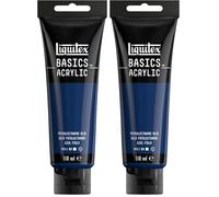 Liquitex 8870025 Basics - Peinture acrylique, peinture artistique monopigmentée, résistante à la lumière, qualité archive, finition satinée, tube de 118 ml - Bleu Phtalocyanine (Lot de 2)