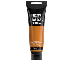 Liquitex 8870027 Basics - Peinture acrylique, peinture artistique monopigmentée, résistante à la lumière, qualité archive, finition satinée, tube de 118 ml - Terre De Sienne Naturelle
