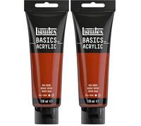 Liquitex 8870028 Basics - Peinture acrylique, peinture artistique monopigmentée, résistante à la lumière, qualité archive, finition satinée, tube de 118 ml - Rouge oxyde (Lot de 2)