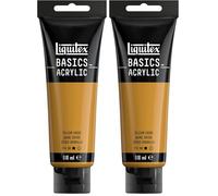 Liquitex 8870031 Basics - Peinture acrylique, peinture artistique monopigmentée, résistante à la lumière, qualité archive, finition satinée, tube de 118 ml - Jaune oxyde (Lot de 2)