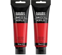 Liquitex 8870043 Basics - Peinture acrylique, peinture artistique monopigmentée, résistante à la lumière, qualité archive, finition satinée, tube de 118 ml - Rouge Naphtol Carmin (Lot de 2)