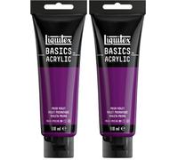 Liquitex 8870054 Basics - Peinture acrylique, peinture artistique monopigmentée, résistante à la lumière, qualité archive, finition satinée, tube de 118 ml - Violet Prismatique (Lot de 2)