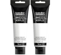 Liquitex 8870059 Basics - Peinture acrylique, peinture artistique monopigmentée, résistante à la lumière, qualité archive, finition satinée, tube de 118 ml - Blanc Transparent Pour Melanges (Lot de 2)
