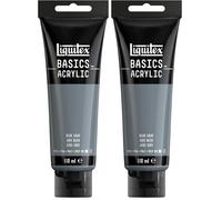 Liquitex 8870081 Basics - Peinture acrylique, peinture artistique monopigmentée, résistante à la lumière, qualité archive, finition satinée, tube de 118 ml - Gris Bleu (Lot de 2)