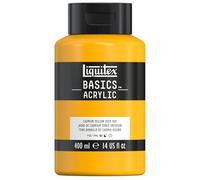 Liquitex 8870316 Basics - peinture acrylique, peinture artistique monopigmentée, résistante à la lumière, qualité archive, finition satinée, pot de 400 ml - Jaune De Cadmium Foncé Imitation