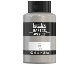 Liquitex 8870343 Basics - peinture acrylique, peinture artistique monopigmentée, résistante à la lumière, qualité archive, finition satinée, pot de 400 ml - Argent