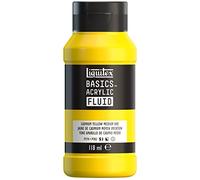 Liquitex 8870382 Basics Fluid - Peinture acrylique à consistance fluide, à séchage rapide, résistante à la lumière, imperméable, à base d'eau, Flacon de 118 ml, Jaune de Cadmium Moyen Imitation