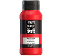 Liquitex 8870387 Basics Fluid - Peinture acrylique à consistance fluide, à séchage rapide, résistante à la lumière, imperméable, à base d'eau, Flacon de 118 ml, Rouge Naphtol Carmine