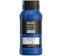 Liquitex 8870398 Basics Fluid - Peinture acrylique à consistance fluide, à séchage rapide, résistante à la lumière, imperméable, à base d'eau, Flacon de 118 ml, Bleu Phtalocyanine