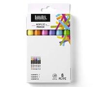 Liquitex 993438 Set 6 Paint Marker Vibrant Pointe Fine, Résine Acrylique, 2mm