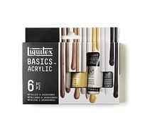 Liquitex Basics – Set de peinture acrylique 6×22 ml – couleurs métalliques et iridescentes
