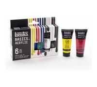 Liquitex Basics - Ensemble de peinture - peinture acrylique - 6 couleurs - rouge primaire, bleu primaire, jaune primaire, vert phtalo, Noir mars, blanc titane - satin - fine - 22 ml