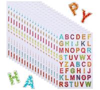 LIQWEI Lot de 20 feuilles d'autocollants à paillettes - Lettres autocollantes colorées - Lettres de l'alphabet - Petites lettres - Pour bricolage, scrapbooking, décoration (1,5 cm)