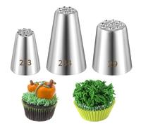 LIQWEI Lot de 3 douilles en herbe pour décoration de gâteaux, grandes douilles 234#233#29# pour glaçage, ouverture multiple