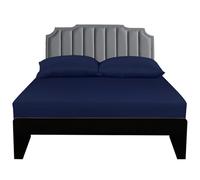 Lirex Drap Housse, 180 x 200 cm 100% Coton 300 Fils/cm² Drap Housse Doux et Respirant, Bleu Foncé
