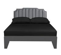 Lirex Drap Housse, 200 x 200 cm 100% Coton 300 Fils/cm² Drap Housse Doux et Respirant, Noir