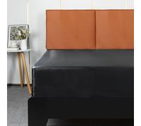Lirex Drap Housse Satin 135x190cm, pour Matelas Jusqu'à 35 cm, Drap de lit en Satin de Soie Polyester Lisse Respirant, Noir