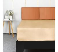Lirex Drap Housse Satin 135x190cm, pour Matelas Jusqu'à 35 cm, Drap de lit en Satin de Soie Polyester Lisse Respirant, Champagne