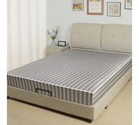 Lirex Drap Housse Satin 180 x 200,pour Matelas Jusqu'à 35 cm, Drap de lit en Satin de Soie Polyester Lisse Respirant, Rayures Gris Clair