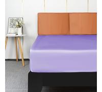 Lirex Drap Housse Satin 180x200cm, pour Matelas Jusqu'à 35 cm, Drap de lit en Satin de Soie Polyester Lisse Respirant, Violet Clair