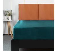 Lirex Drap Housse Satin 180x200cm, pour Matelas Jusqu'à 35 cm, Drap de lit en Satin de Soie Polyester Lisse Respirant, Bleu Paon
