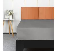 Lirex Drap Housse Satin 200x200cm, pour Matelas Jusqu'à 35 cm, Drap de lit en Satin de Soie Polyester Lisse Respirant, Gris Foncé