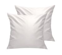 Lirex Lot de 2 Taie Oreiller 50 x 50 cm,100% Coton, Taie d'oreiller Respirantes,Fermeture à Glissière, Blanc