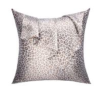 Lirex Lot de 2 Taies d'oreiller Satin avec Fermeture Éclair, Similaires à la Soie, Housse d'oreiller en Satin Polyester pour Cheveux (50 x 50 cm, Léopard Crème)