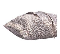 Lirex Lot de 2 Taies d'oreiller Satin avec Fermeture Éclair, Similaires à la Soie, Housse d'oreiller en Satin Polyester pour Cheveux (40 x 80 cm, Léopard Crème)