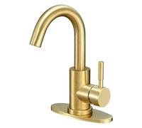 LIRHIQYGF Robinet de lavabo en Acier Inoxydable 304 brossé, mitigeur Rotatif Eau Chaude/Froide à Montage sur Plage, Robinet Durable pour évier de Cuisine et de Salle de Bain (1 pièce)