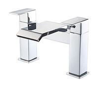 LIRHIQYGF Robinet mitigeur de Baignoire à Effet Cascade, mitigeur de Baignoire carré Monobloc à Double Levier (Chrome)