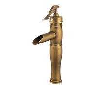 LIRHIQYGF Robinet mitigeur de lavabo rétro monotrou à Haut Profil, Style Cascade, avec Eau Chaude et Froide, Style Antique
