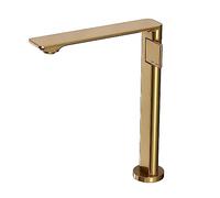 LIRHIQYGF Robinet mitigeur de Salle de Bain en Laiton brossé doré, Bec Extra Long, poignée Unique, monotrou, pour Vasque à lavabo.