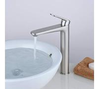 LIRHIQYGF Robinet mitigeur Monobloc à Poser sur comptoir en Laiton Massif pour lavabo de Salle de Bain, Finition Nickel brossé/Mat