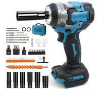 LIROPAU hocs sans Fil Brushless 700Nm Boulonneuse à Choc Electrique | Compatible avec Makita 18V, Visseuse à chocs Fréquence d'impact 2300RPM, 1/2" Boulonneuse Electrique, 6 Douilles à Chocs