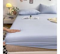 Lirzxin Drap-Housse 120x200 cm Fibre de Bambou, Drap Housse Couleur Uni Drap de Lit Doux, Résistant, Anti-Plis, Bleu Clair